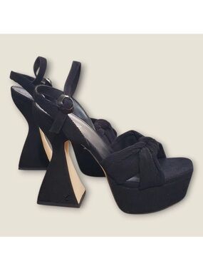 Circus by Sam Edelman Black Velvet Platform Ankle-Strap Heels
